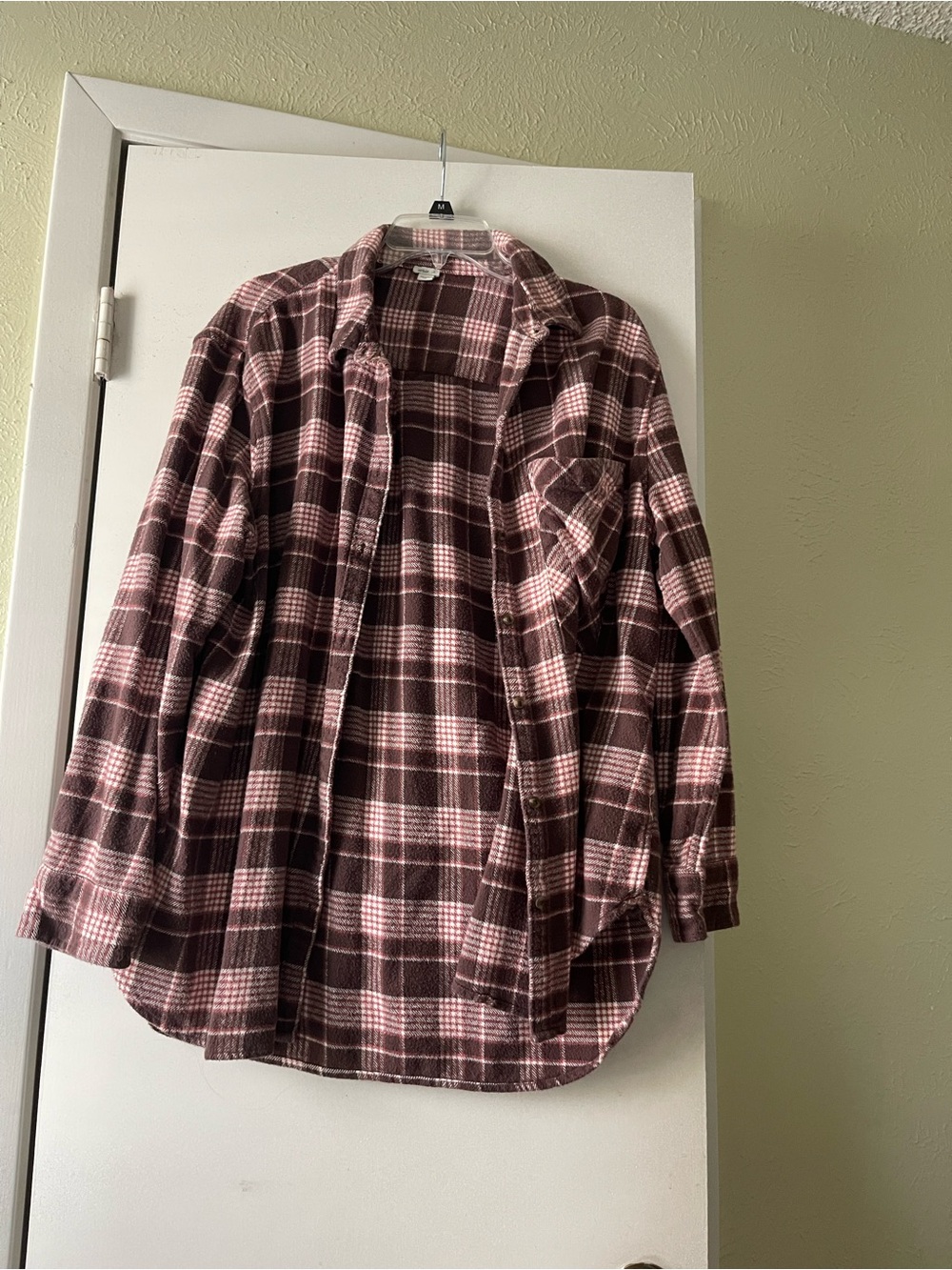 aerie Pink and Brown Plaid Button-Up Shirt